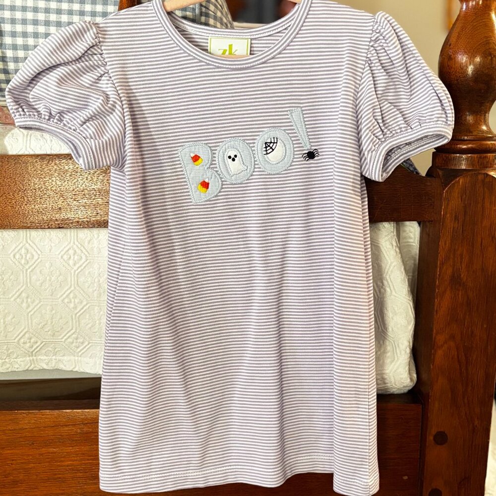 ZUCCINI KIDS PURPLE STRIPED BOO PAM'S DRESS